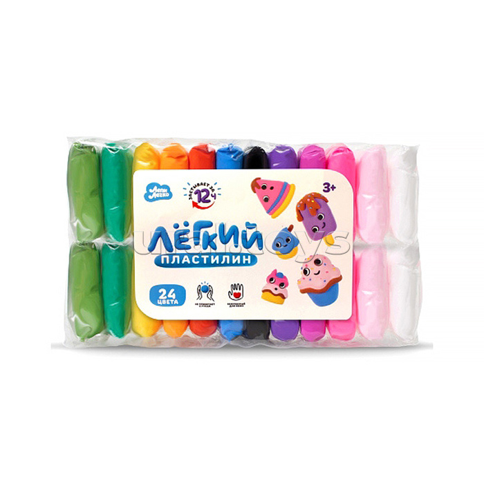 Игрушка для детей старше 3-х лет: Легкий пластилин, набор 24 цвета, пакет