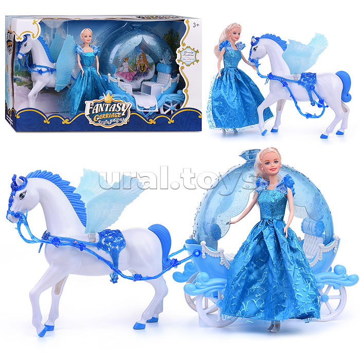 Карета "Зимняя сказка" с лошадкой, в коробке