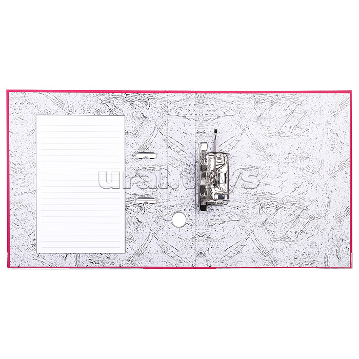 Папка с арочным механизмом A4 50 мм PP разобранная, металлическая окантовка, запечатка форзаца, наварной карман с этикеткой, ярко-розовая