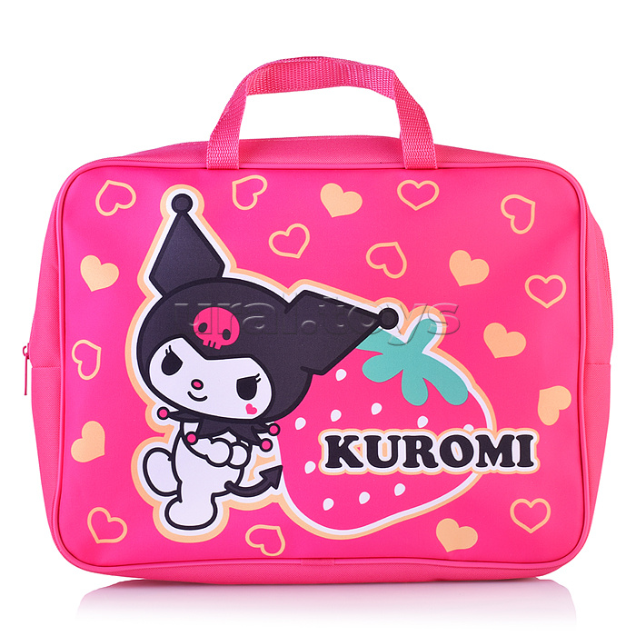 Папка - сумка "Kuromi" Формат - А4, боковина - 75 мм. Предназначена для хранения альбомов, рисунков и прочих принадлежностей для школы и творчества.  Модель выполнена из  полиэстера. Папка оснащена текстильными ручками, имеется одно основное отделение на 