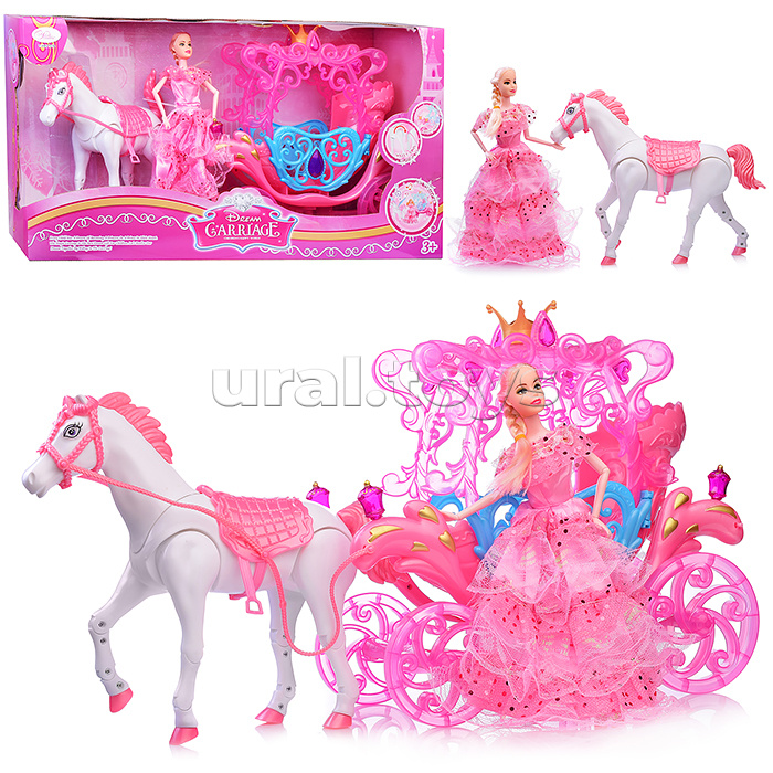 Карета с лошадью и куклой, в коробке