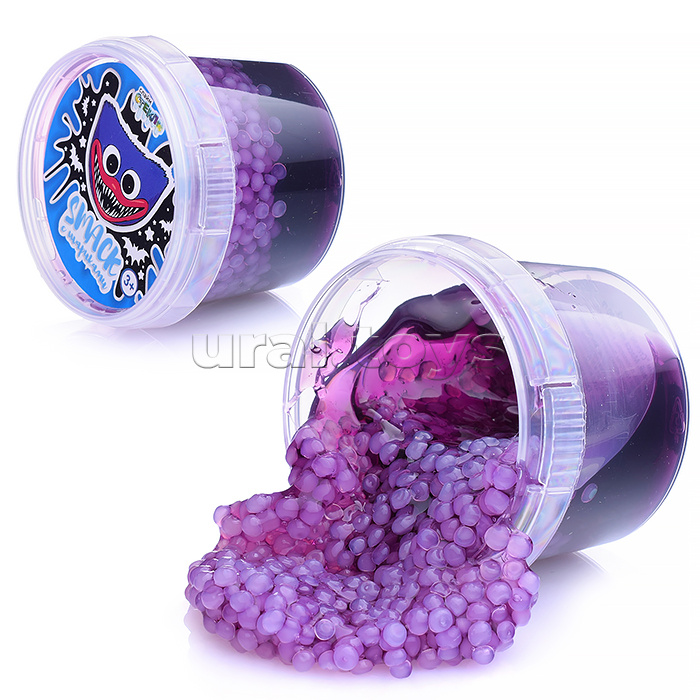 Слайм "Стекло" Smaсk 90 гр, фиолетовый с шариками